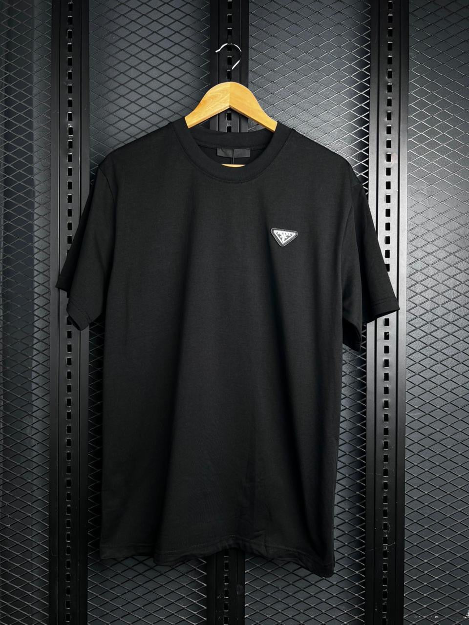 PRADA LOGO EMBROIDERED COTTON T-SHIRT