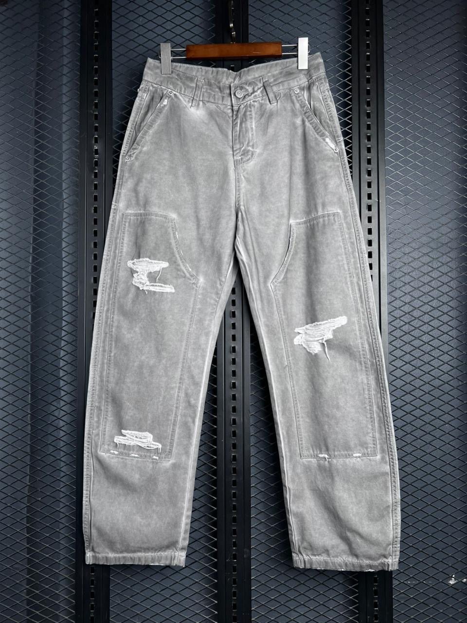 WASHED PATCHWORK DESIGN JEANS