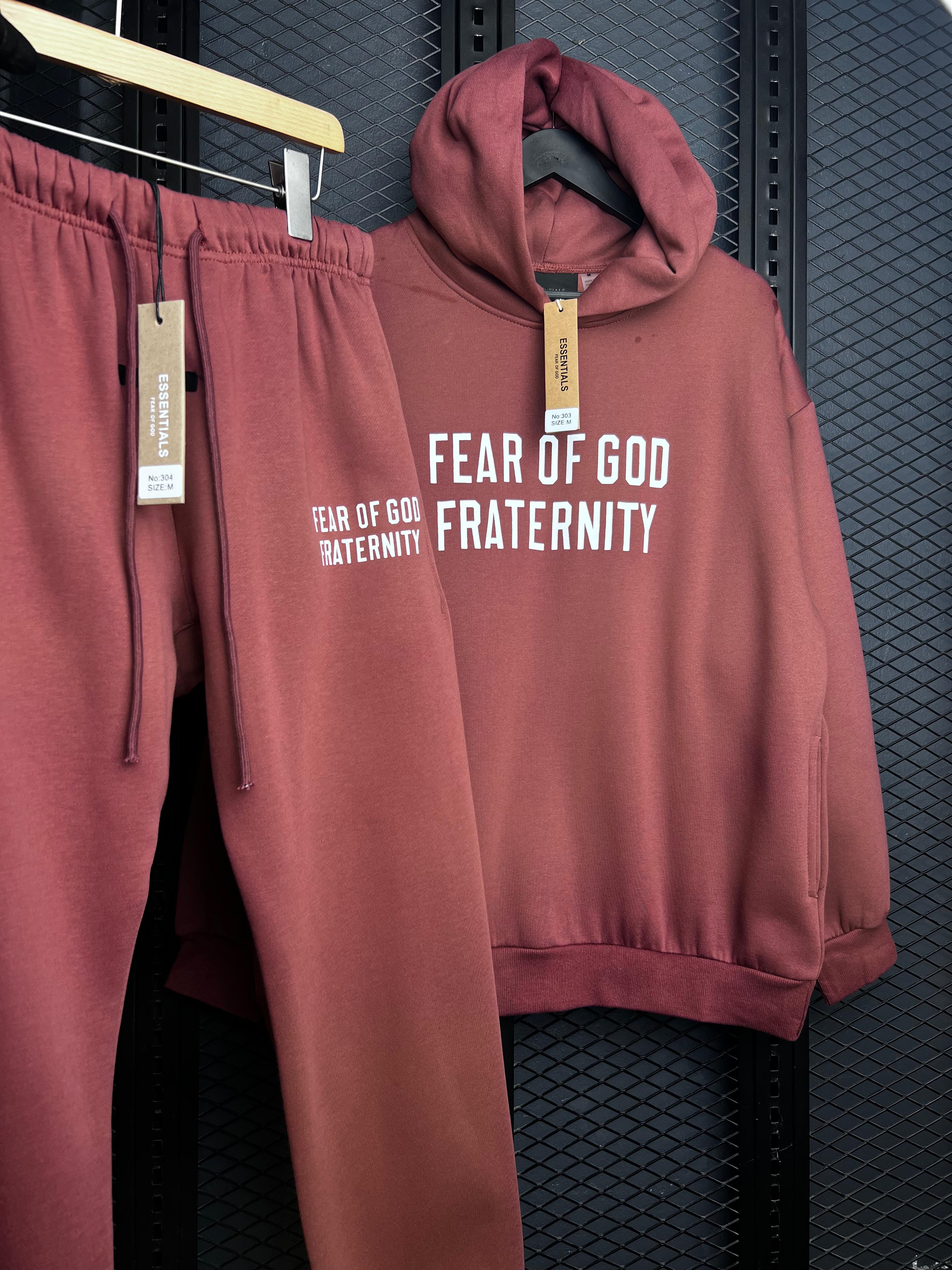 ESSENTIALS FEAR OF GOD TRACKSUIT MAROON